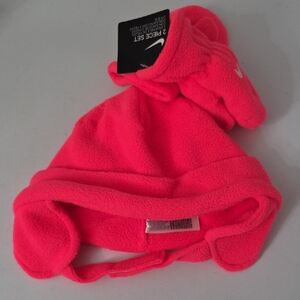Nike Kids Bright Pink Fleece Hat and Mittens, NWT